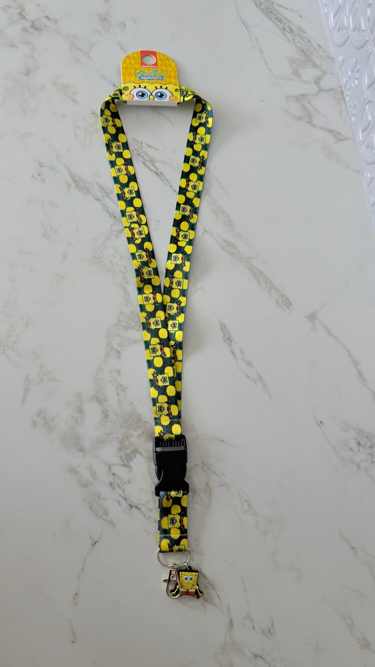 SpongeBob SquarePants Pineapple Pattern Breakaway Lanyard w/ Charm NEW